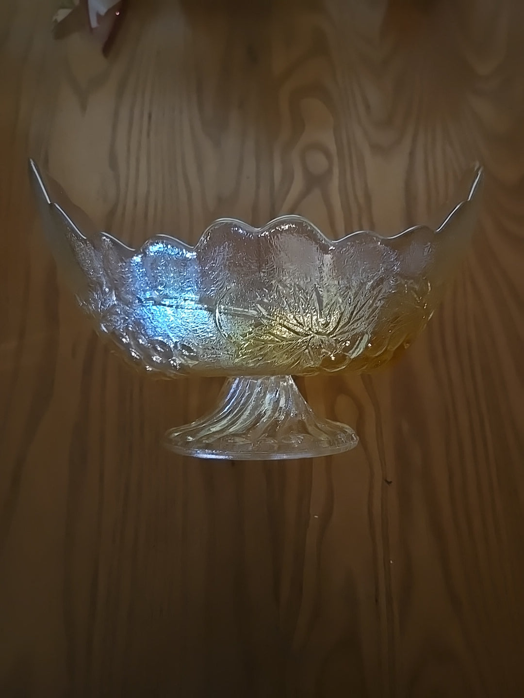 Carnival glass amber dish