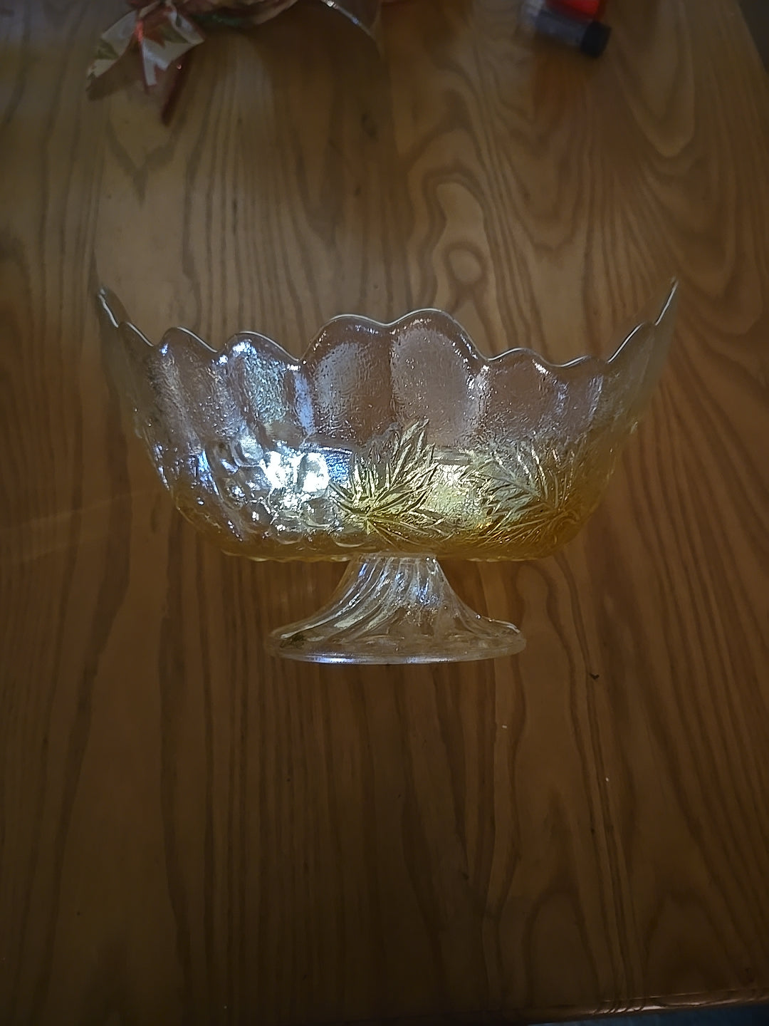 Carnival glass amber dish